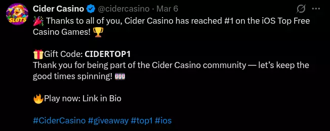 Cider Casino Reward Code Free Play No Deposit Bonus Reddit